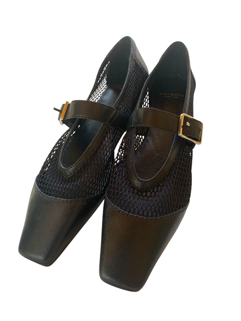 Vagabond Wioletta Black Mesh Mary Jane Flats Square Toe Size 39 NEW